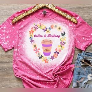Coffee & Thrifting Unisex Style Bleached Tee